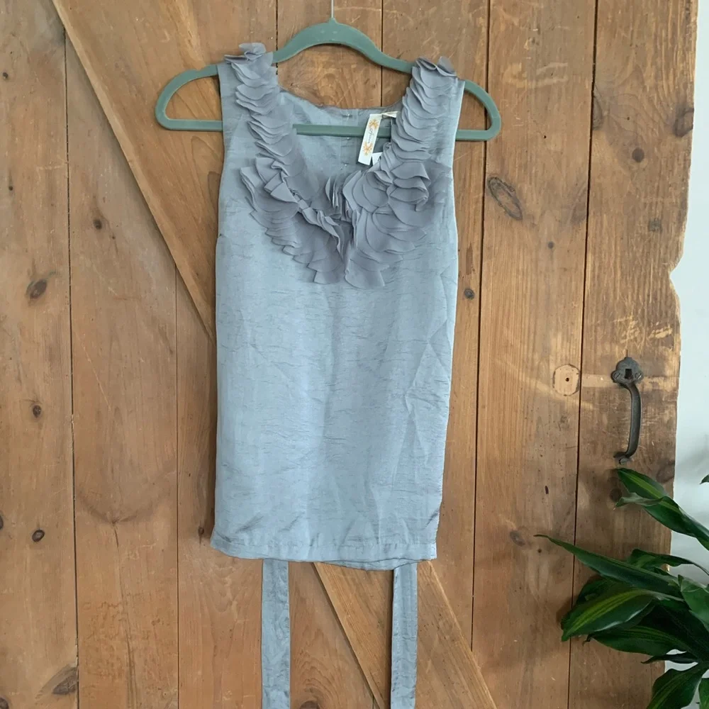 Grey Ruffle/Flutter Detail Tank - Picture 3 of 7